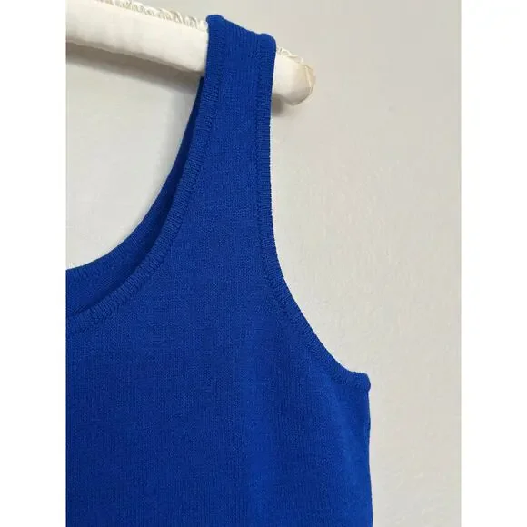 St. John M/L Royal Blue Sleeveless Knit Sweater Shell Tank Top Scoop Neck - Picture 8 of 12